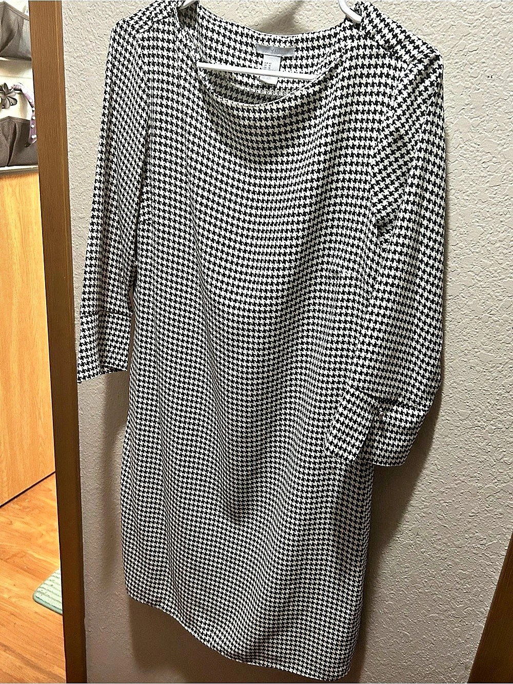 H&M Houndstooth Mini Dress Black & White L Like New - Picture 6 of 7